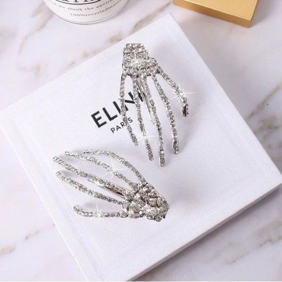 Single Rhinestone Skeleton Hairpin For Women Rhinestone Hair Bows With Clip - Picture 3 of 4